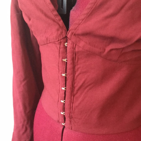 Bell Sleeve Crop Top in Burgundy - Picture 2 of 5